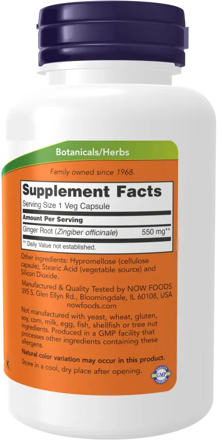 Ginger Root Digestive Support, 550mg, 100 Capsules, by Vitamin World