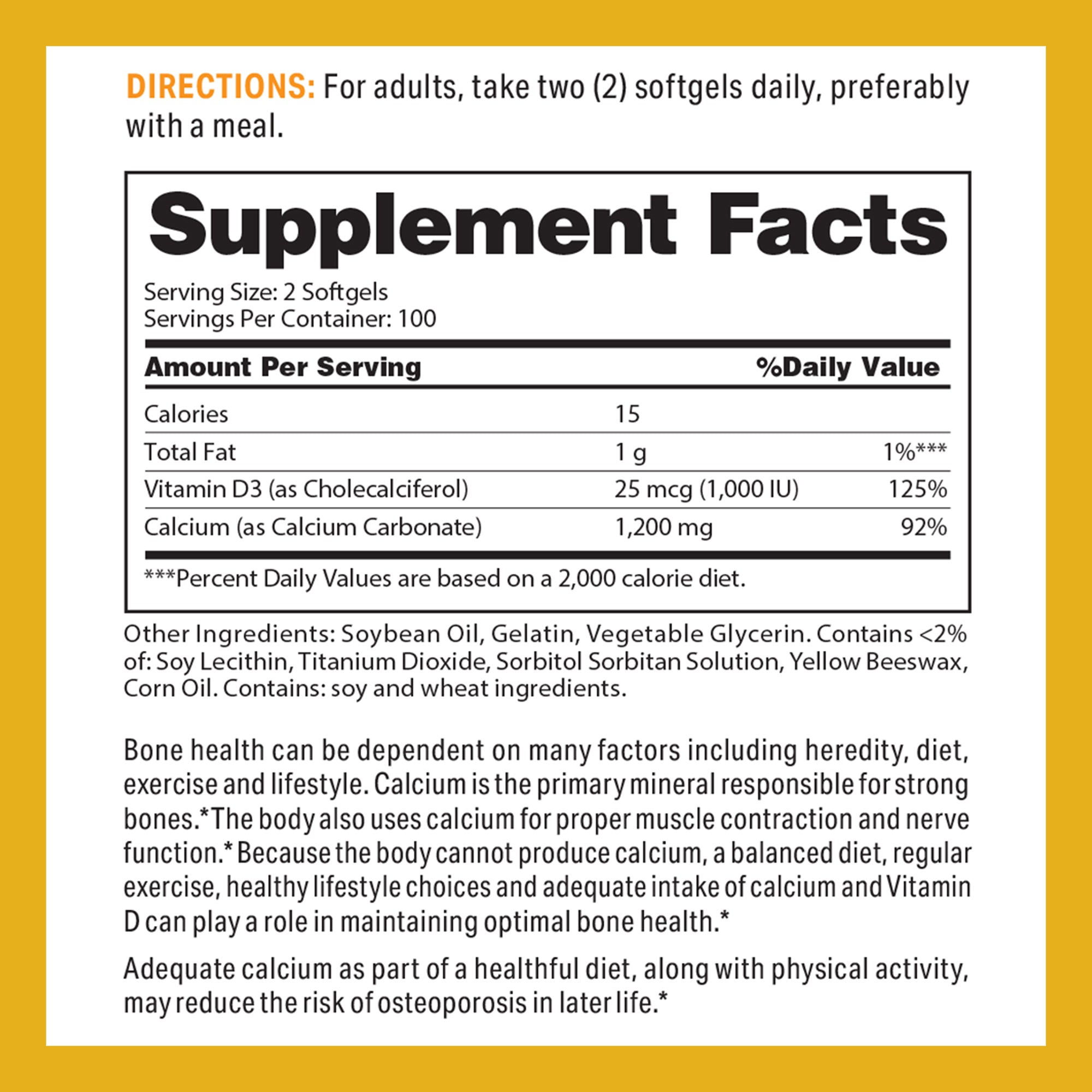 Absorbable Calcium with Vitamin D3 - Supplement Facts