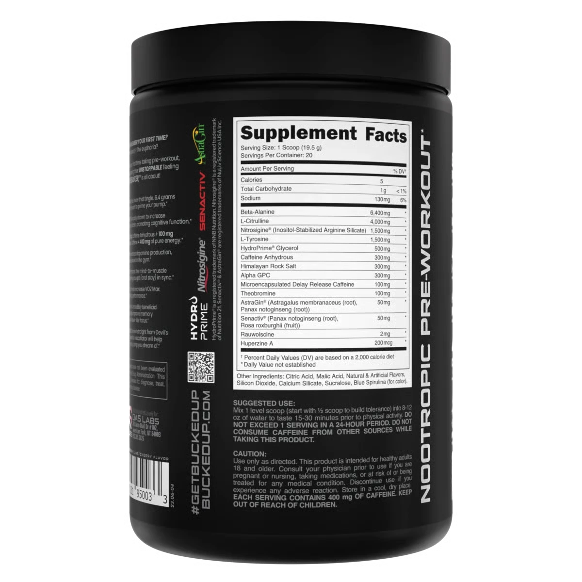 Mother Bucker Pre-Workout Energy Support, Rocket Pop, 390g, by Bucked Up