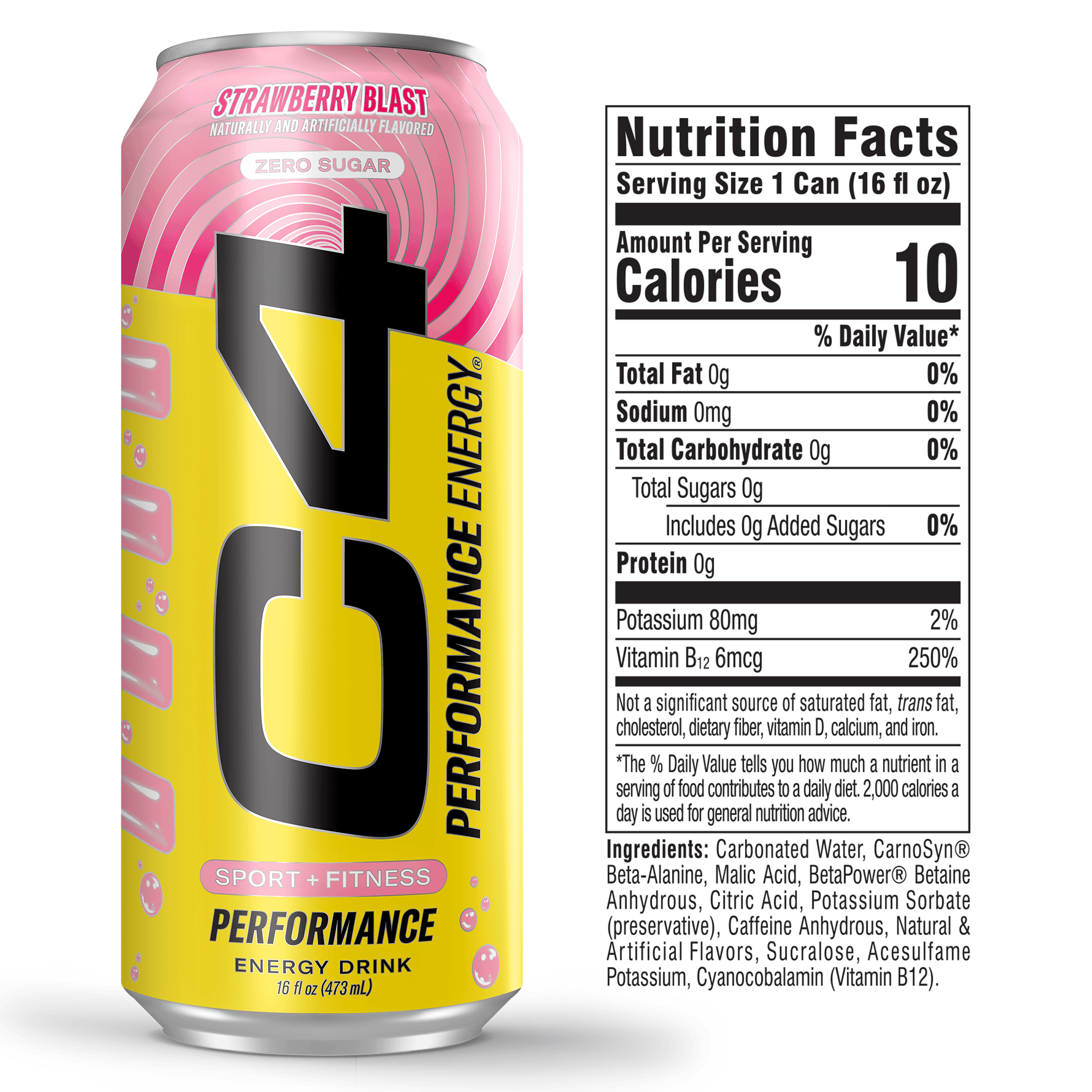 C4 Energy Refresco de fresa carbonatado, 16 oz