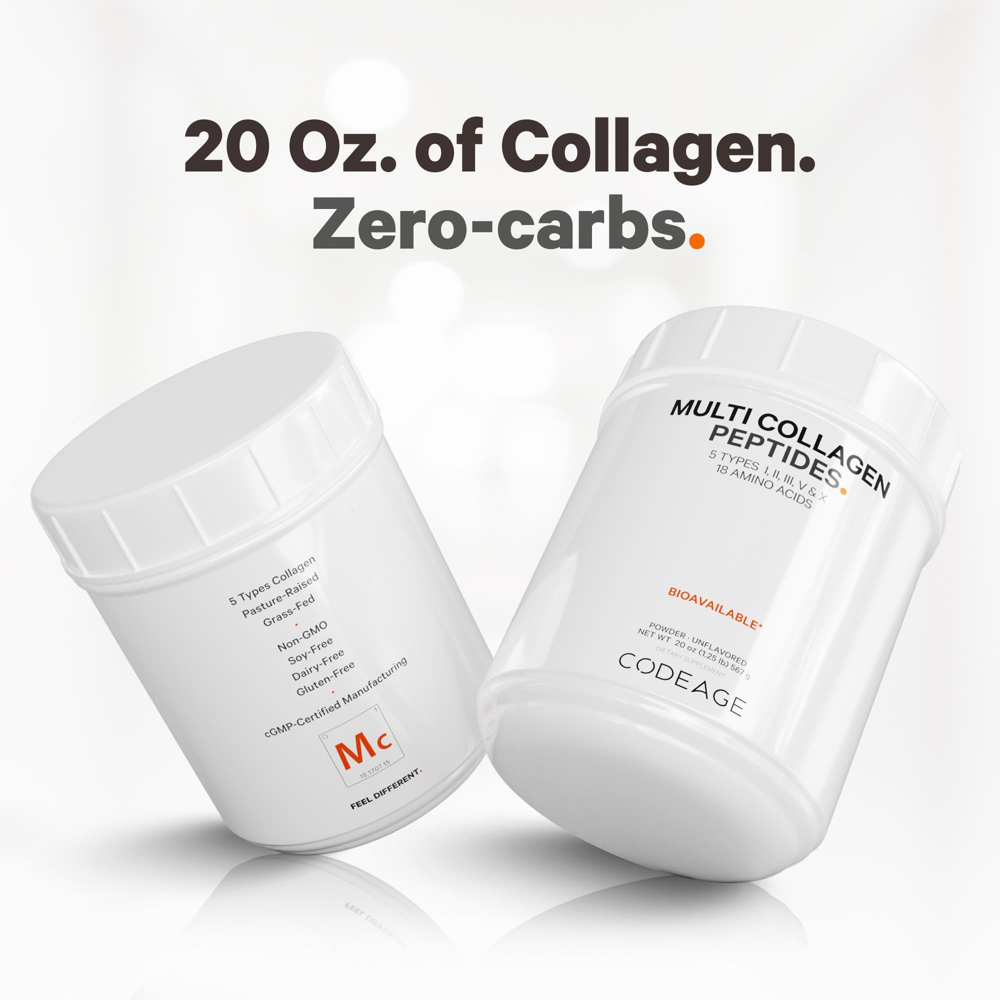 Multi Collagen Peptides Powder - 20 Oz. of Collagen, Zero-carbs