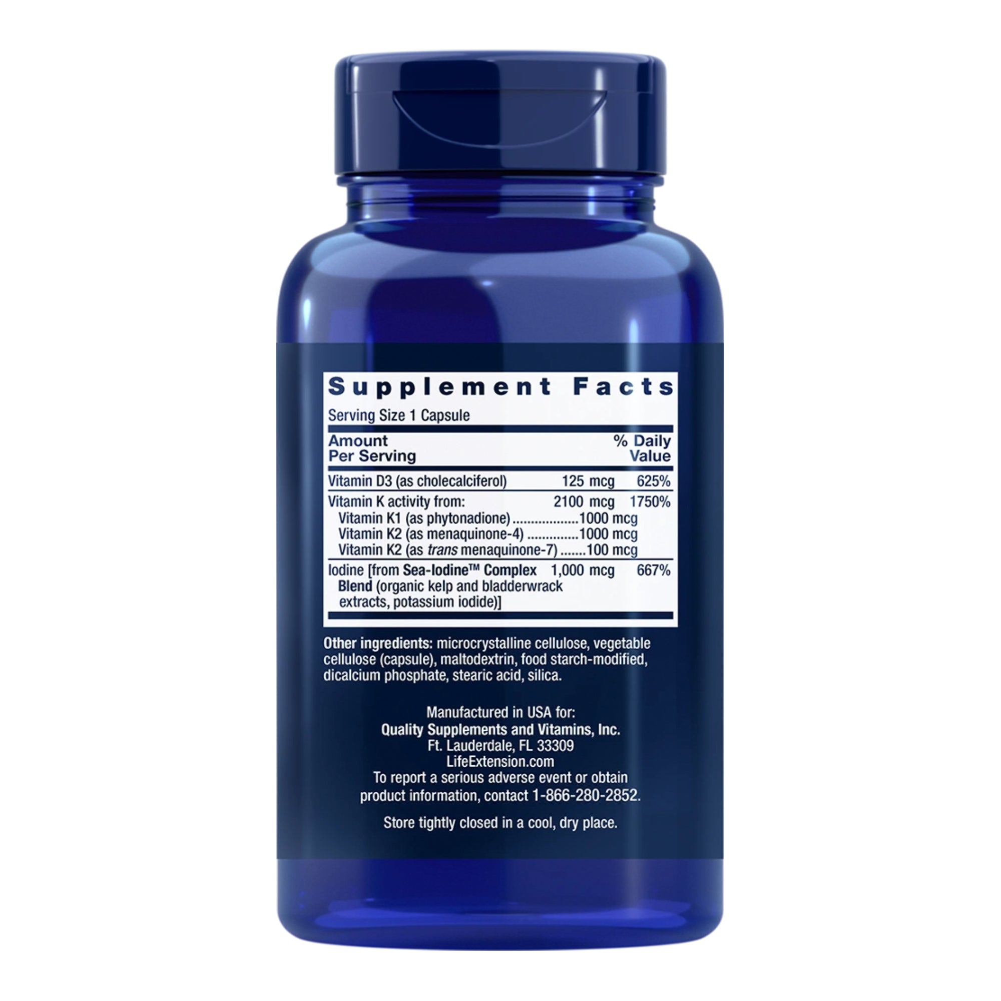 Vitamins D & K with Sea-Iodine Bone Support, 60 Capsules, by Vitamin World