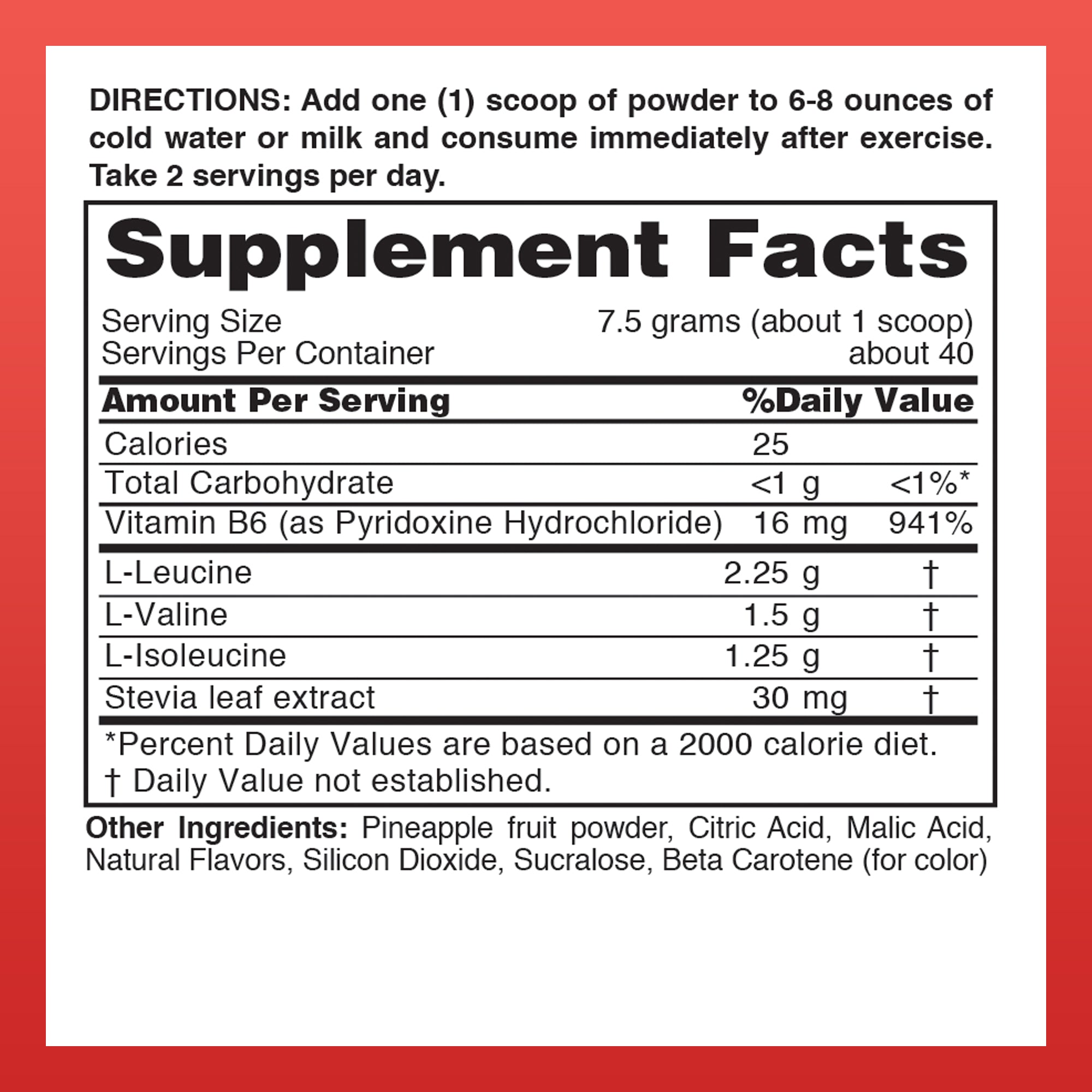 BCAA Lemon Lime - Supplement Facts