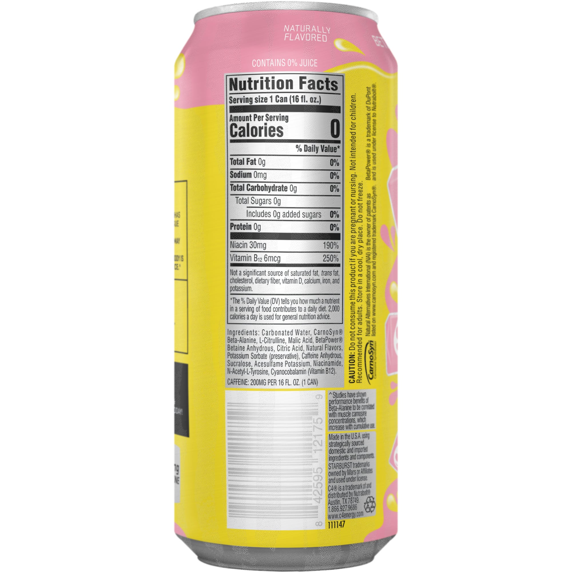 C4 Energy Strawberry Starburst 16 oz (caja de 12) 