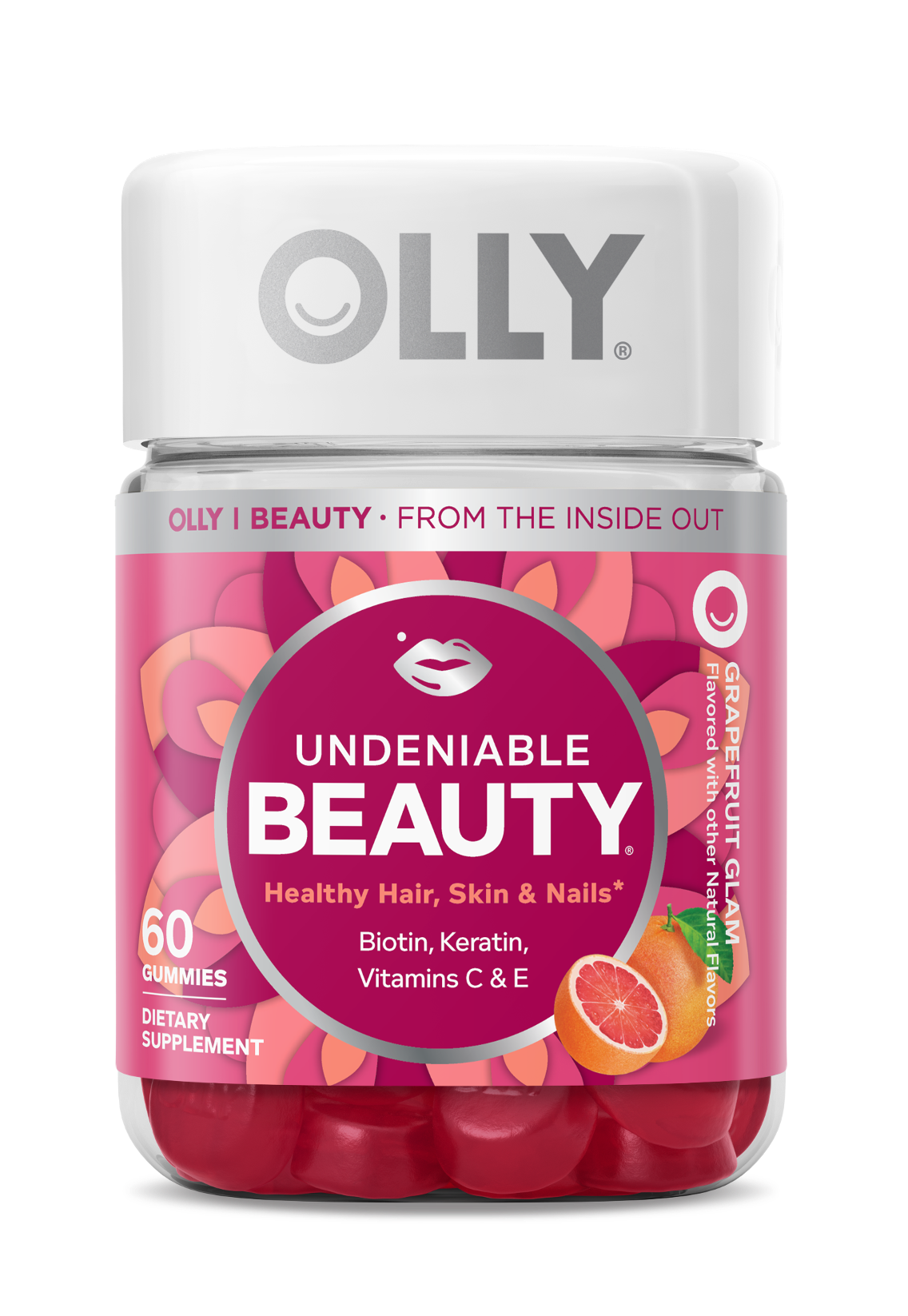 OLLY Undeniable Beauty Multivitamin Gummies - Grapefruit Glam - 60ct