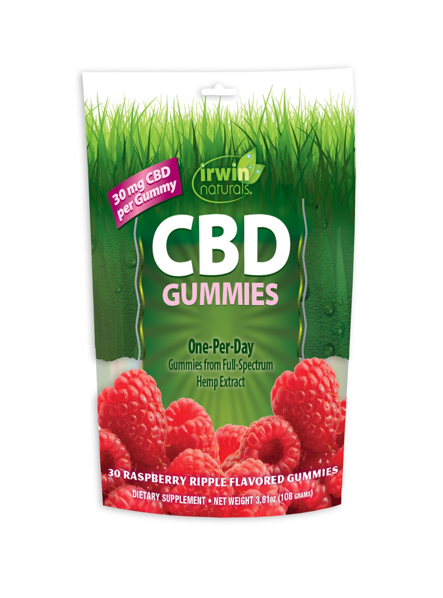 Irwin CBD 30mg GMY RSPBRY 30ct