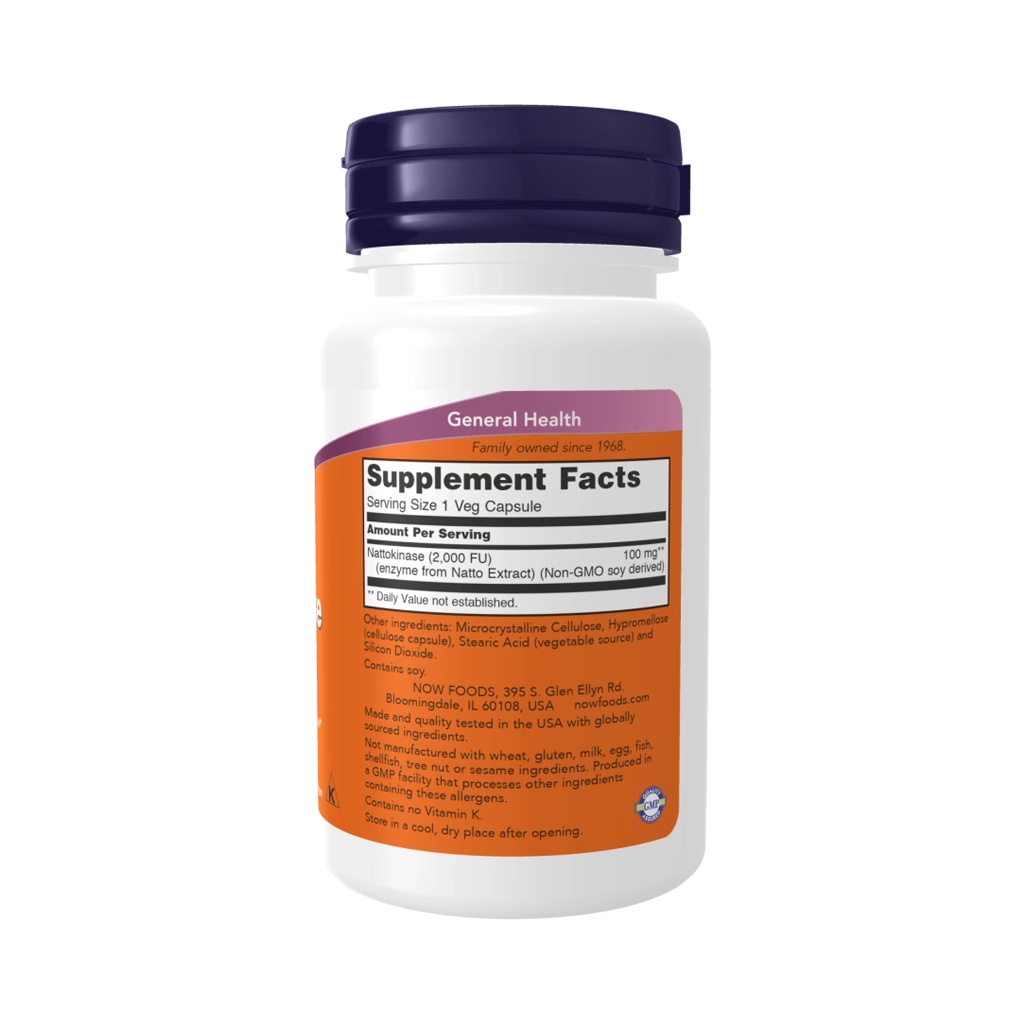 Nattokinase 100 mg with 2,000 FUs of Activity, 60 Veg Capsules